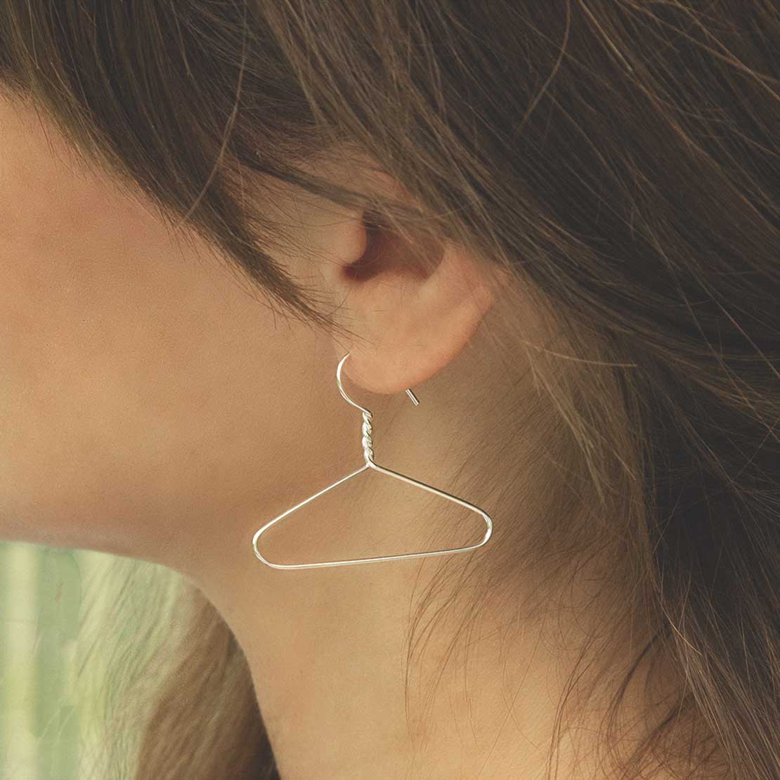 Sterling Silver Coat Hanger Earrings