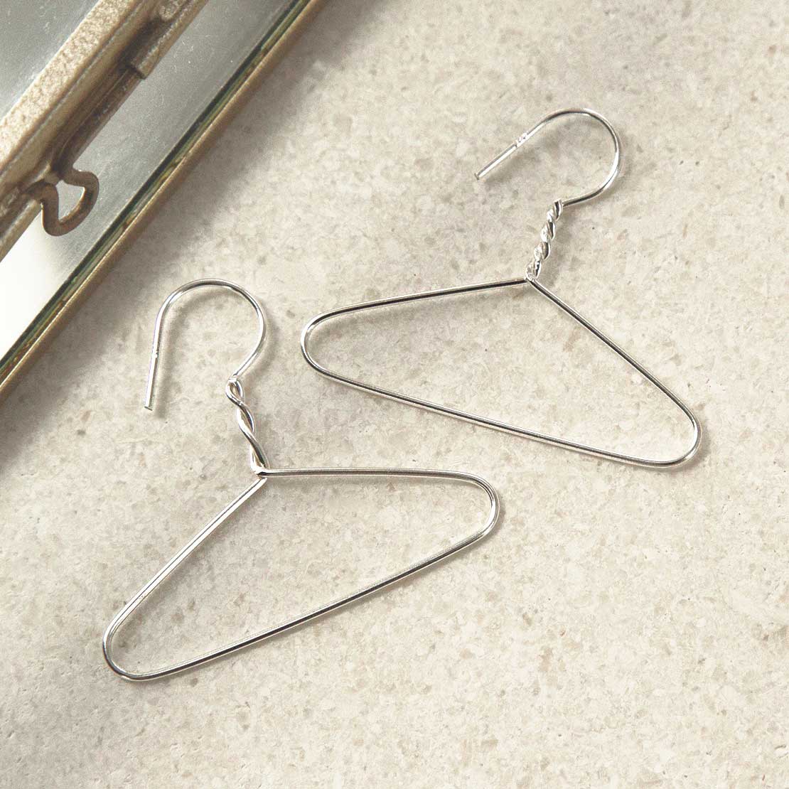 Sterling Silver Coat Hanger Earrings