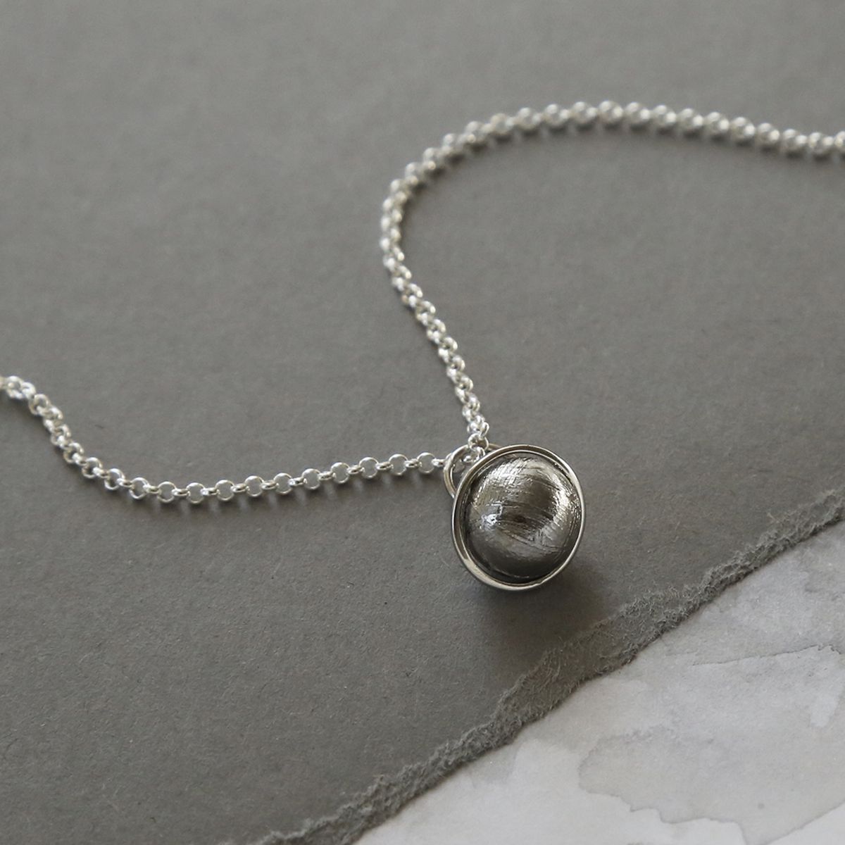 Meteorite And Silver Saturn Necklace