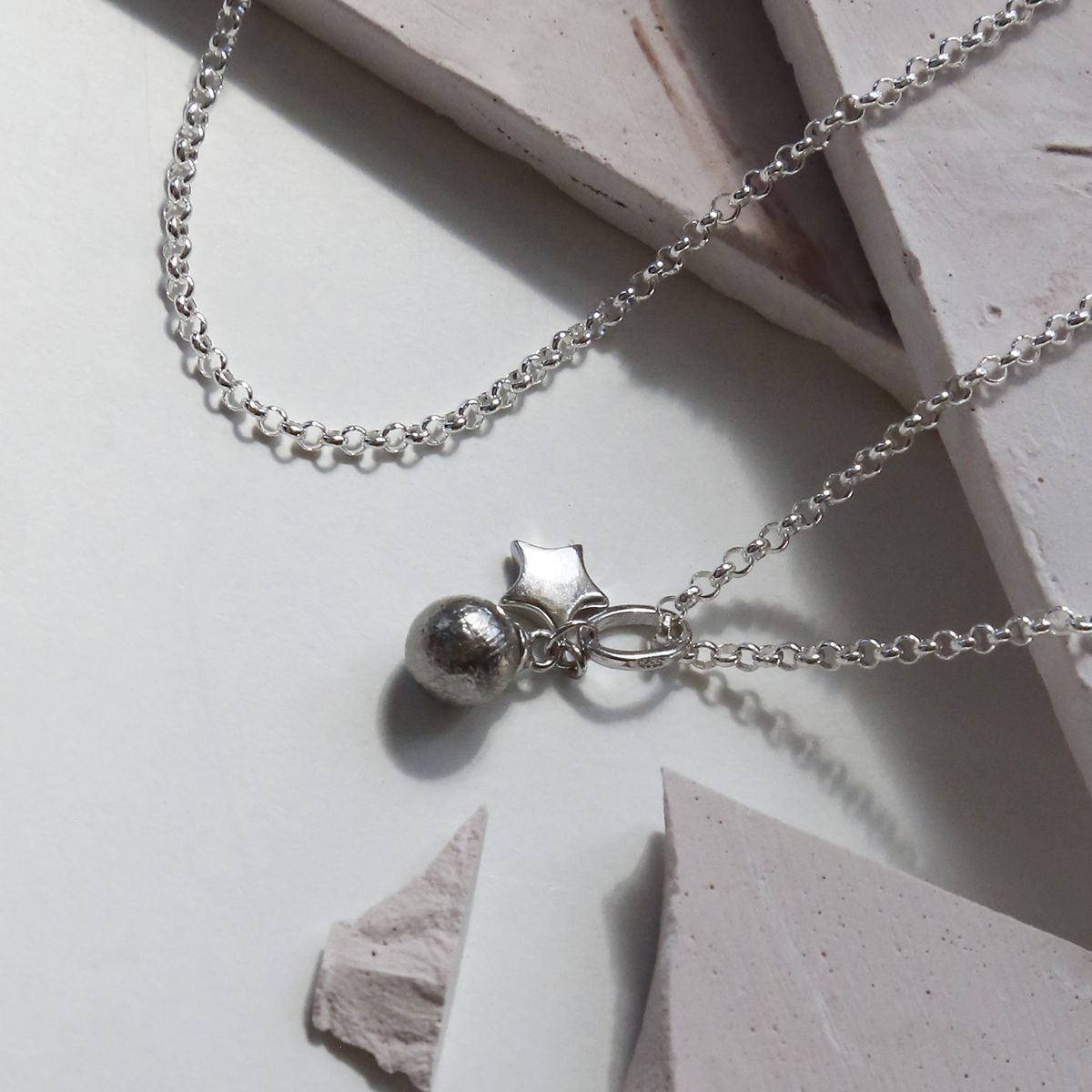 Meteorite Star and Sphere Necklace