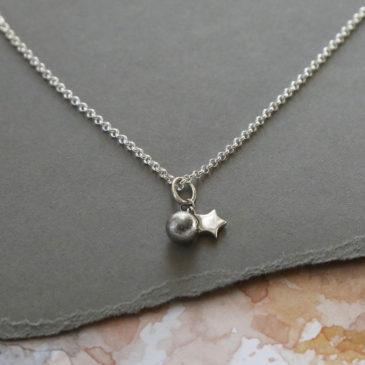 Meteorite Star and Sphere Necklace