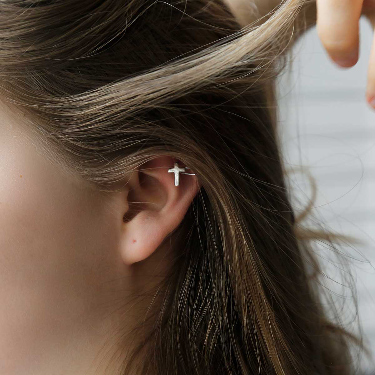 Sterling Silver Cross Ear Cuffs