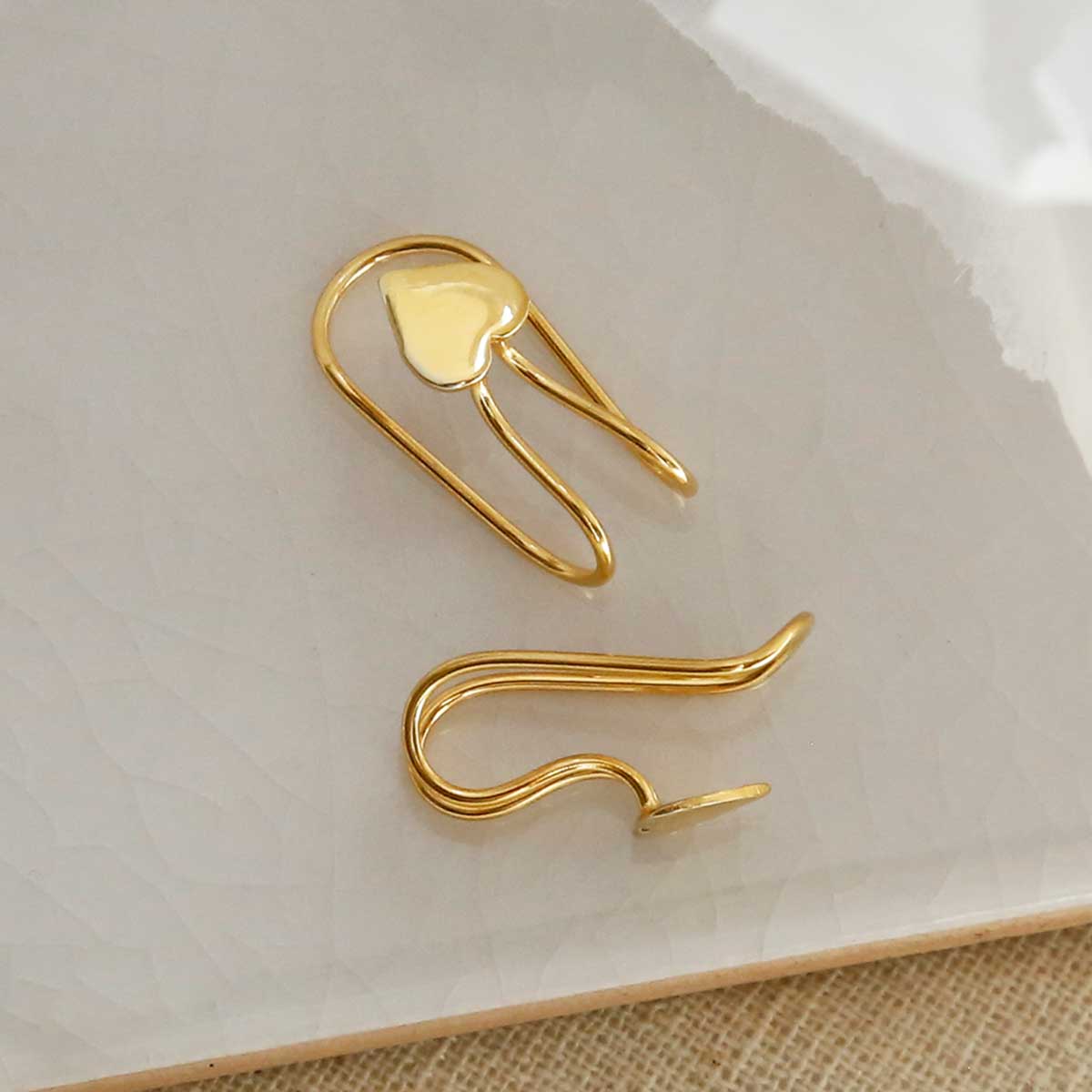 Gold Plated Sterling Silver Heart Ear Cuffs