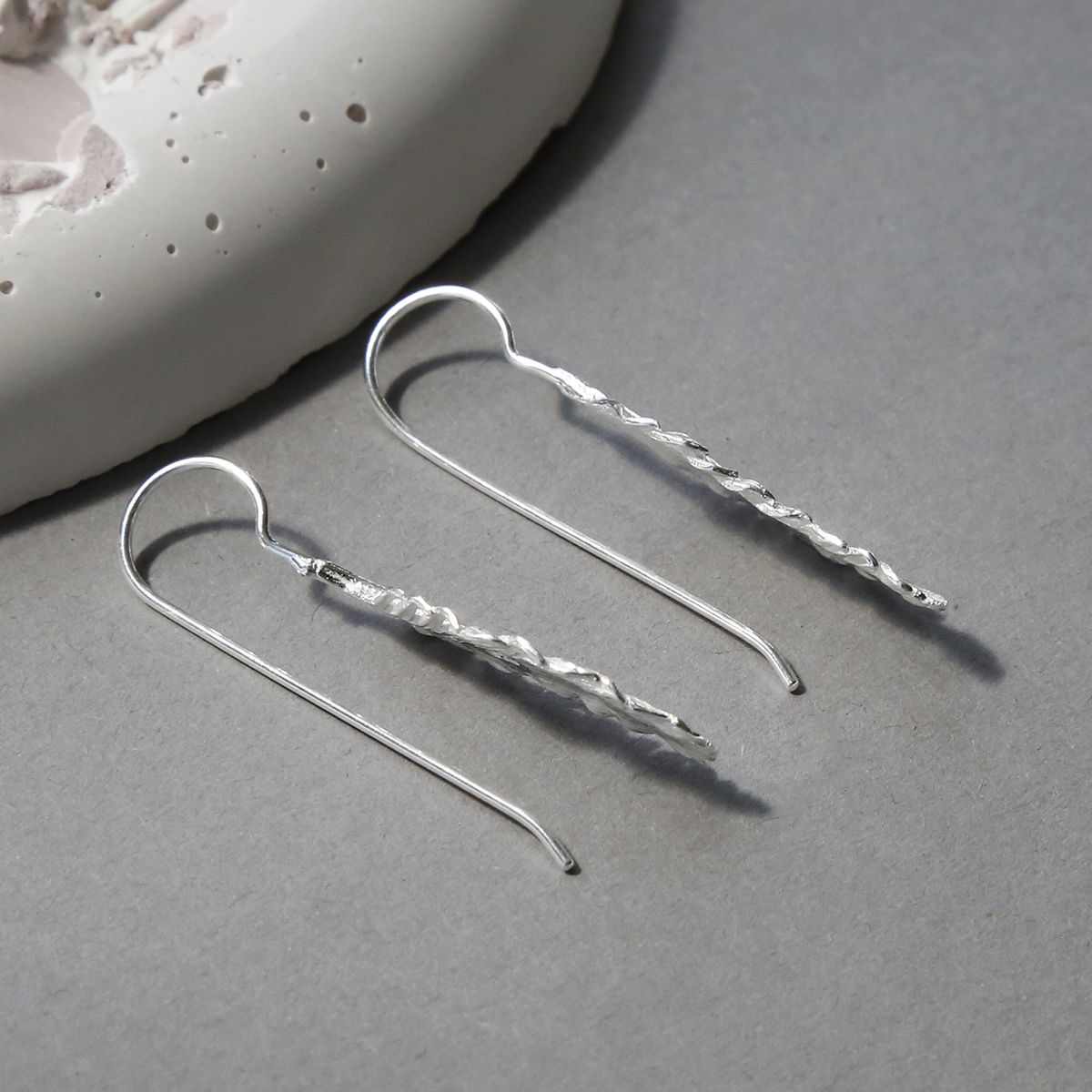 Sterling Silver Feather Drop Earrings
