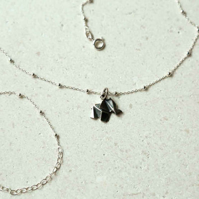 MZA024 STERLING SILVER OXYDISED ORIGAMI ELEPHANT NECKLACE 1110X1110 2