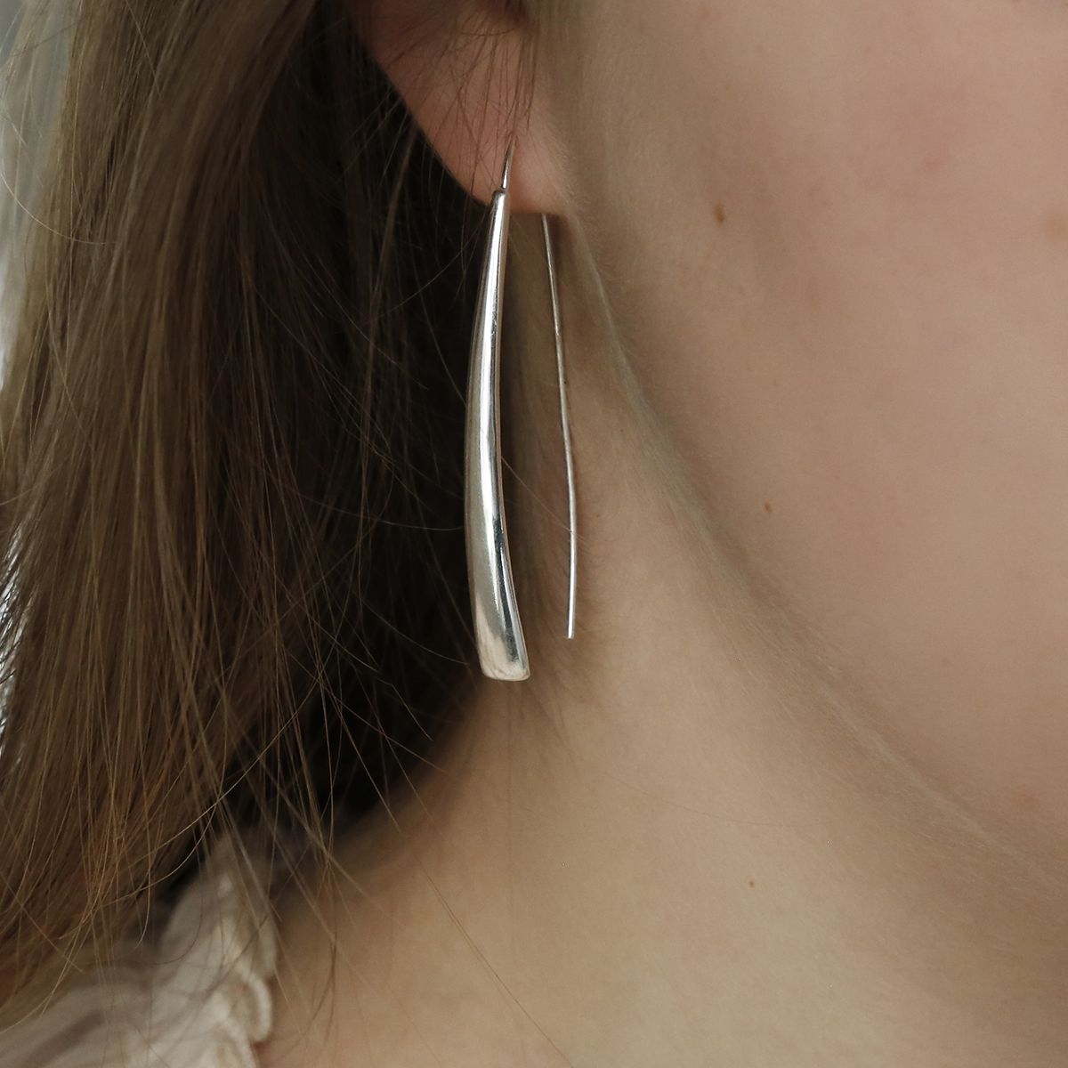 Sterling Silver Polished Armour Drop Earrings