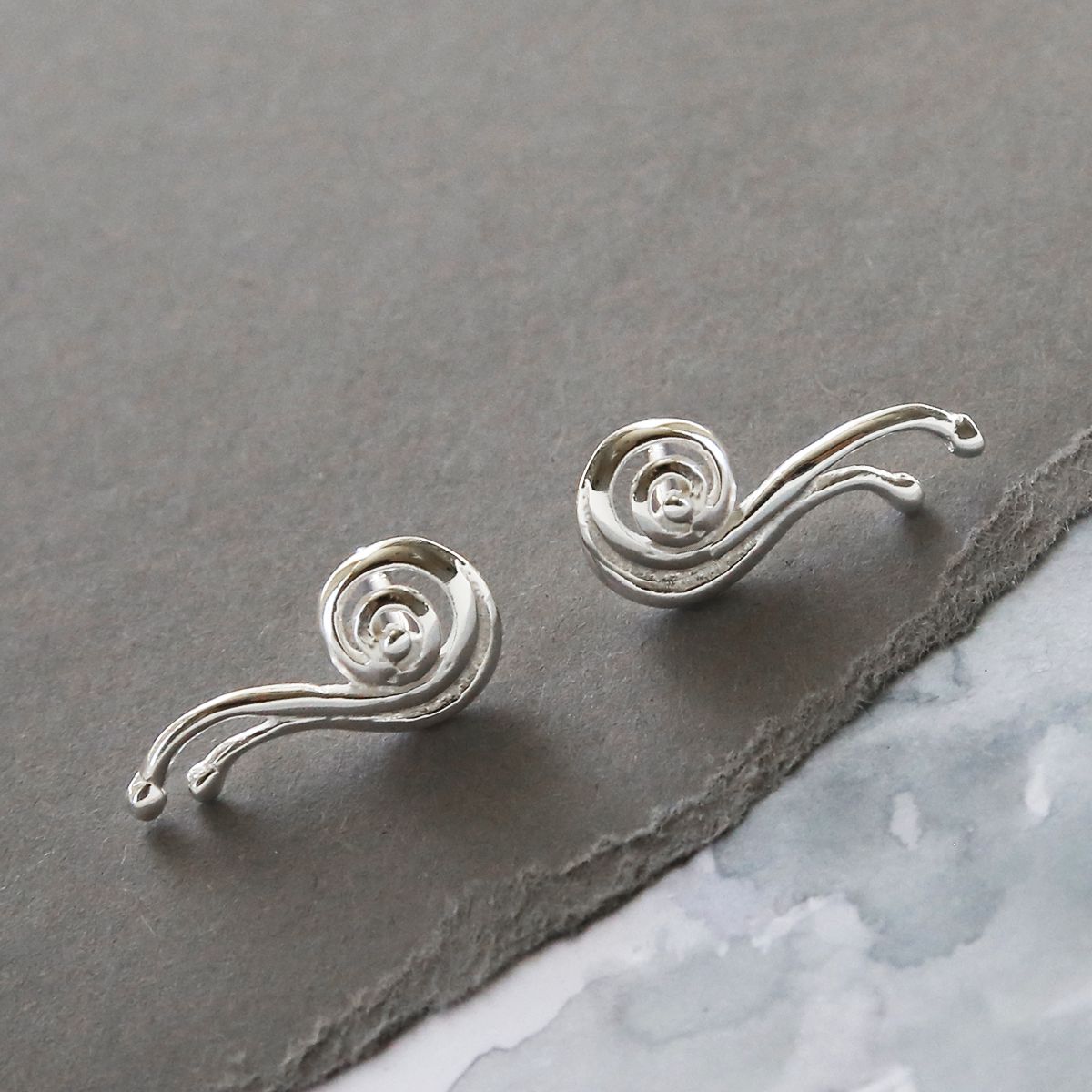 Sterling Silver Swirly Spiral Stud Earrings