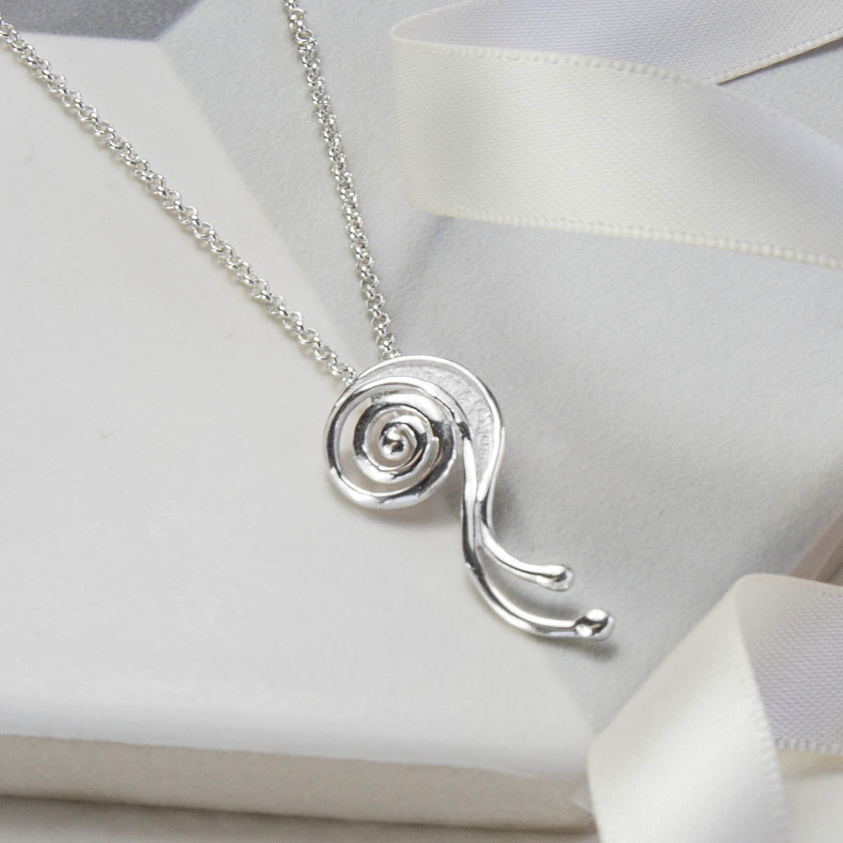 Sterling Silver Swirly Spiral Necklace
