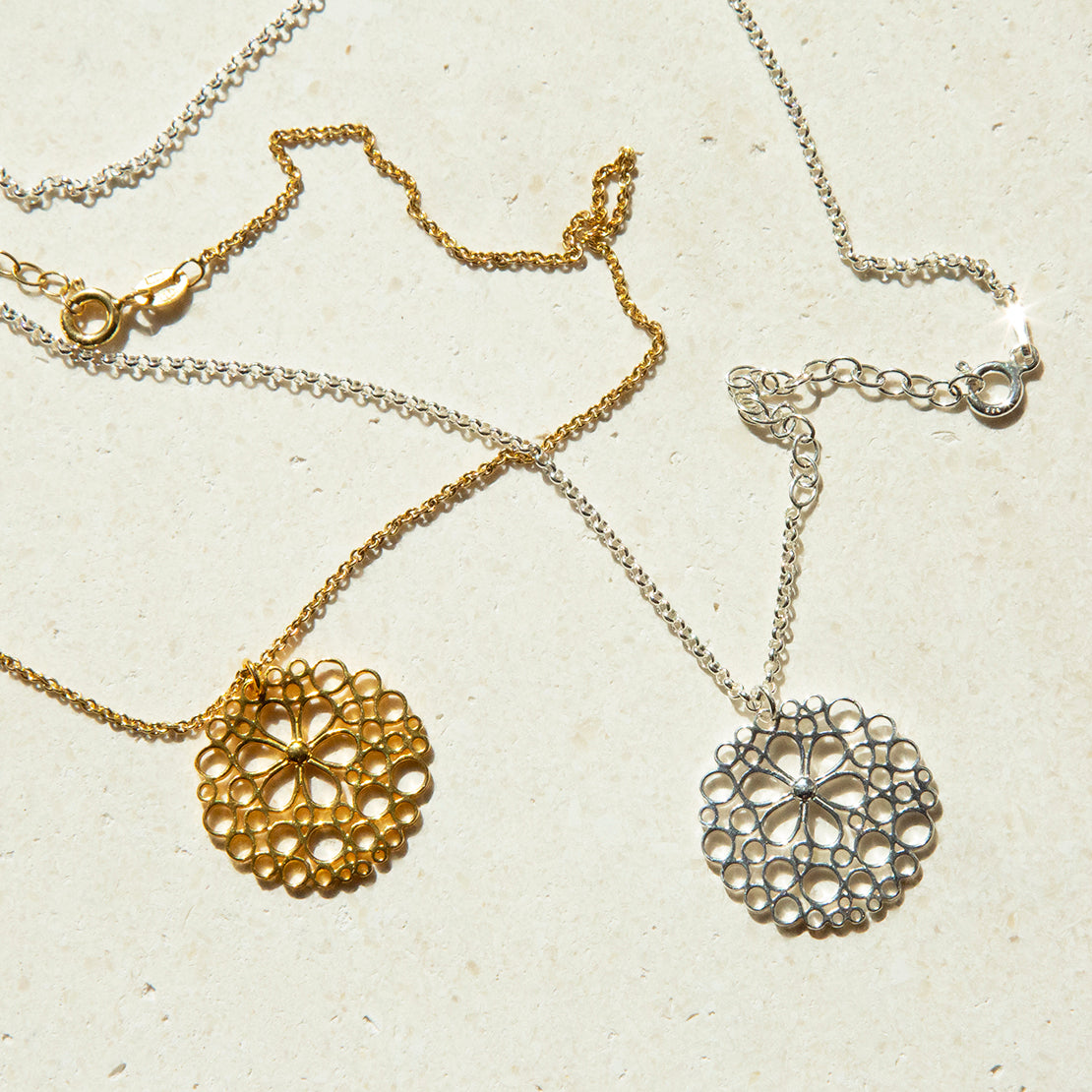 Sterling Silver Gold Plated Flower Power Necklace