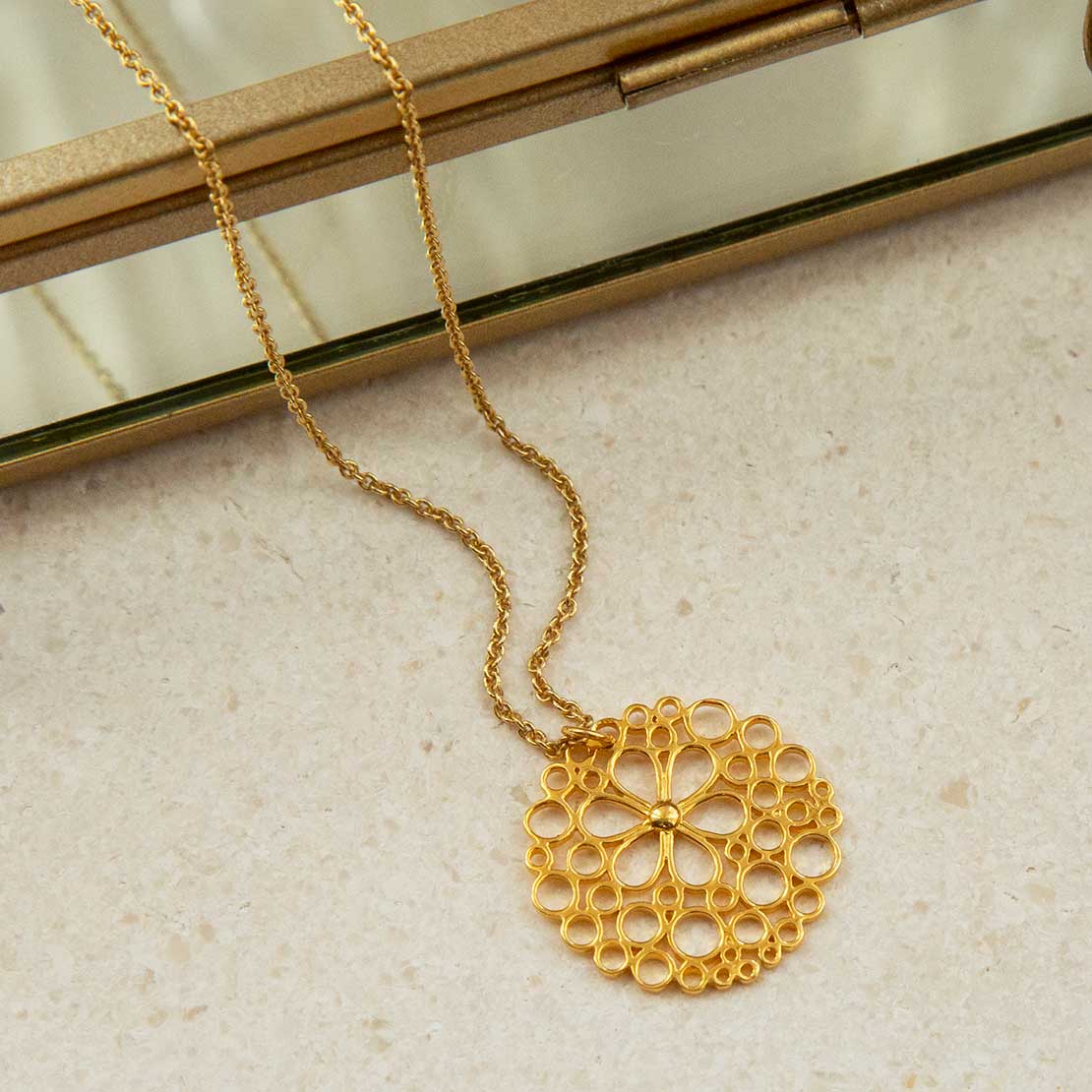 Sterling Silver Gold Plated Flower Power Necklace