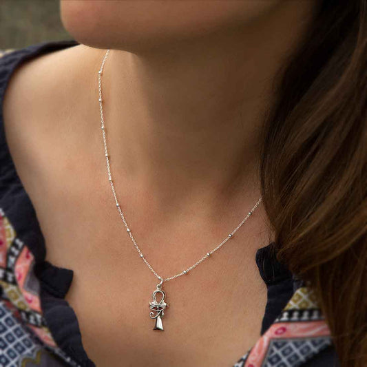 MZA045 STERLING SILVER EGYPTIAN ANKH EYE OF HORUS NECKLACE 3