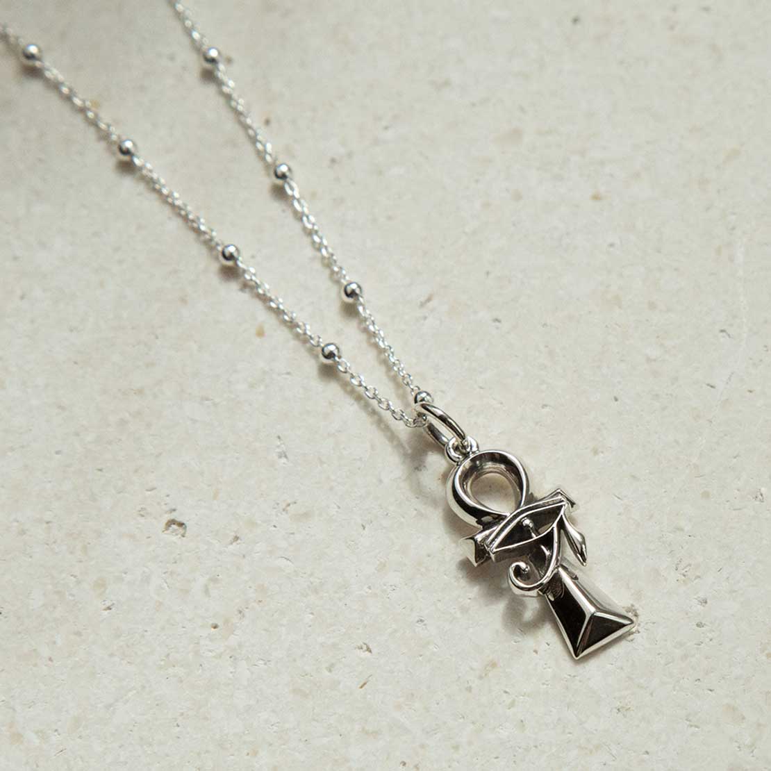Sterling Silver Egyptian Ankh Eye Of Horus Necklace