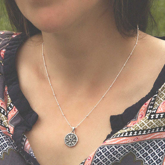 MZA046 STERLING SILVER ROMAN WHEEL NECKLACE model 1110X1110