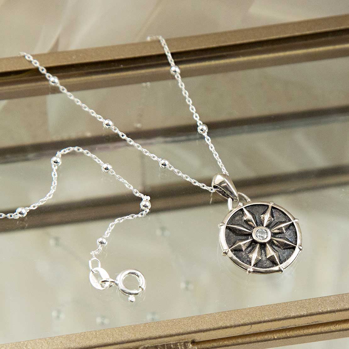 Sterling Silver Roman Wheel Necklace