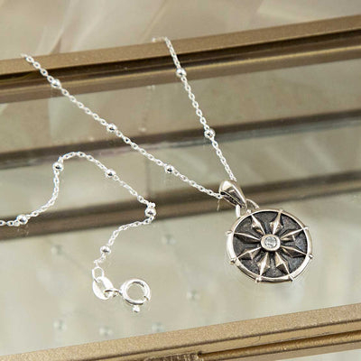 MZA046 STERLING SILVER ROMAN WHEEL NECKLACE 1110X1110