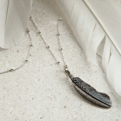 MZA047 STERLING SILVER OXIDISED STONE SET FEATHER NECKLACE 4 1110X1110 1