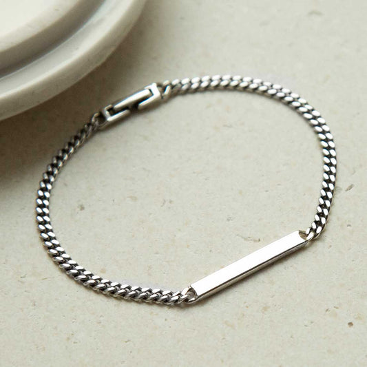 MZA049 1 STERLING SILVER CURB CHAIN IDENTITY BRACELET 1110X1110