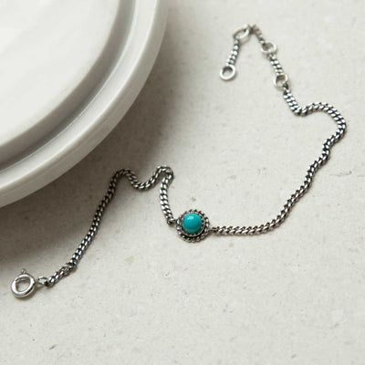 MZA051 STERLING SILVER ROUND TURQUOISE BRACELET 4