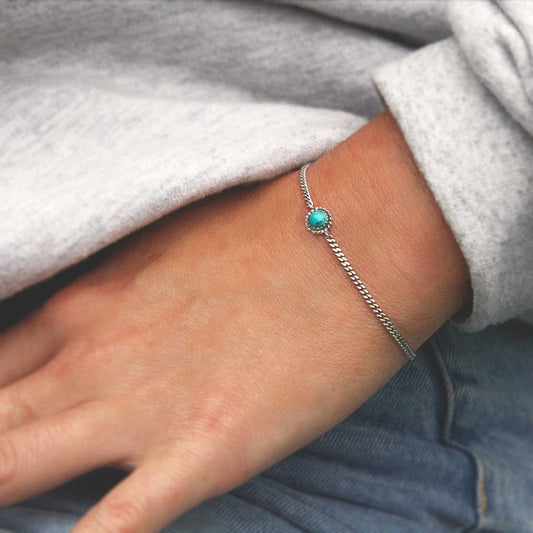 MZA051 STERLING SILVER ROUND TURQUOISE BRACELET 1