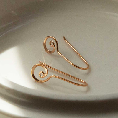 MS1155 Sterling Silver ROSE GOLD Simple Spiral Dangly Earrings 2