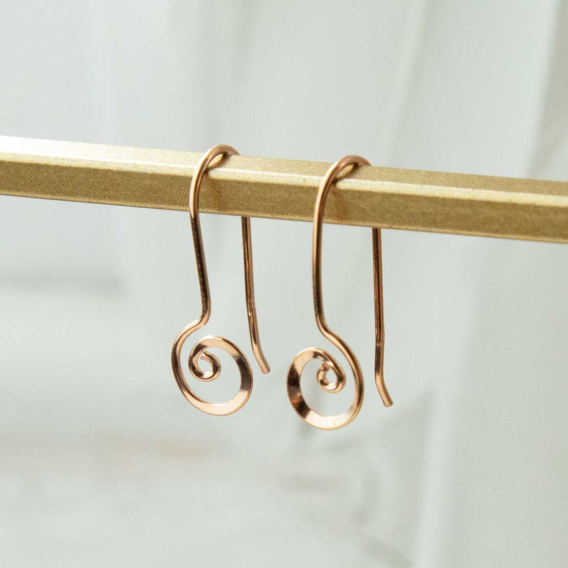 Rose Gold Plated Simple Spiral Drop Earrings