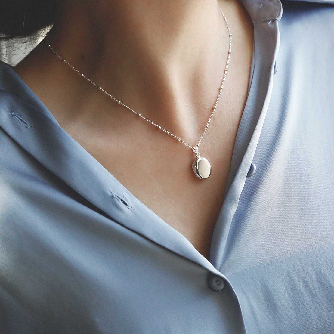 Sterling Silver Little Oval Locket