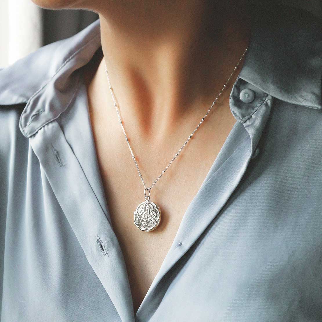 Sterling Silver Round Celtic Locket