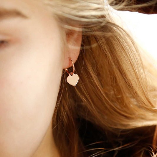 MS1211RG ROSE GOLD PLATED STERLING SILVER DANGLY HEART HOOPS 1110X1110