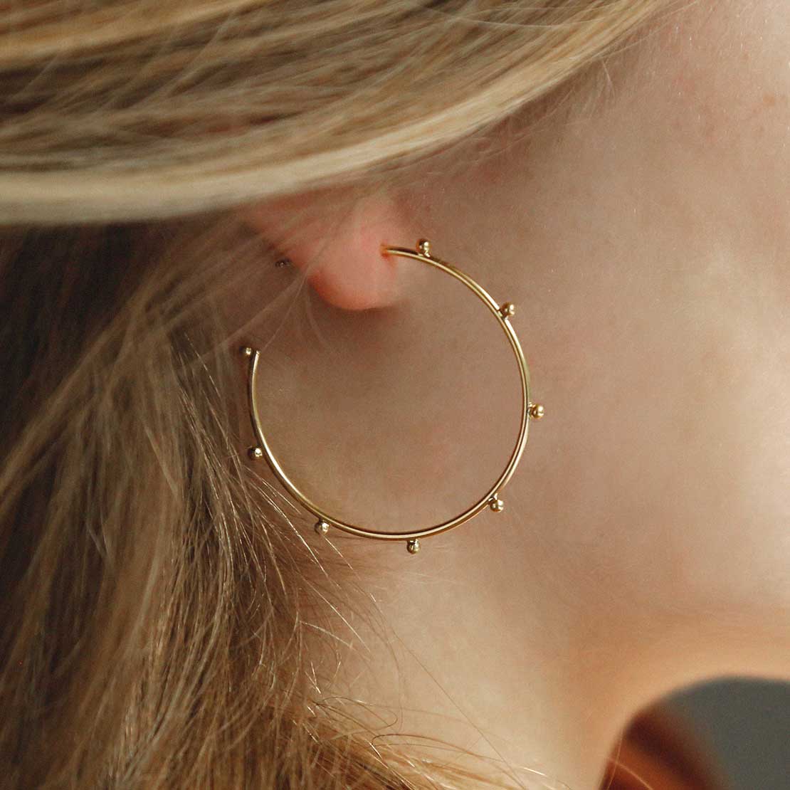 Gold Plated Sterling Silver Large Bobble Hoops