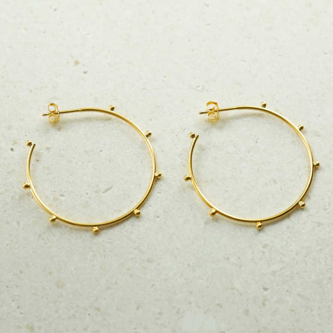 Gold Plated Sterling Silver Large Bobble Hoops