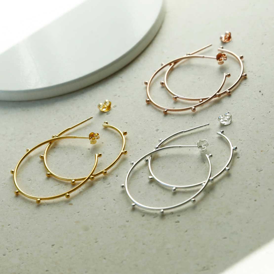 Gold Plated Sterling Silver Large Bobble Hoops