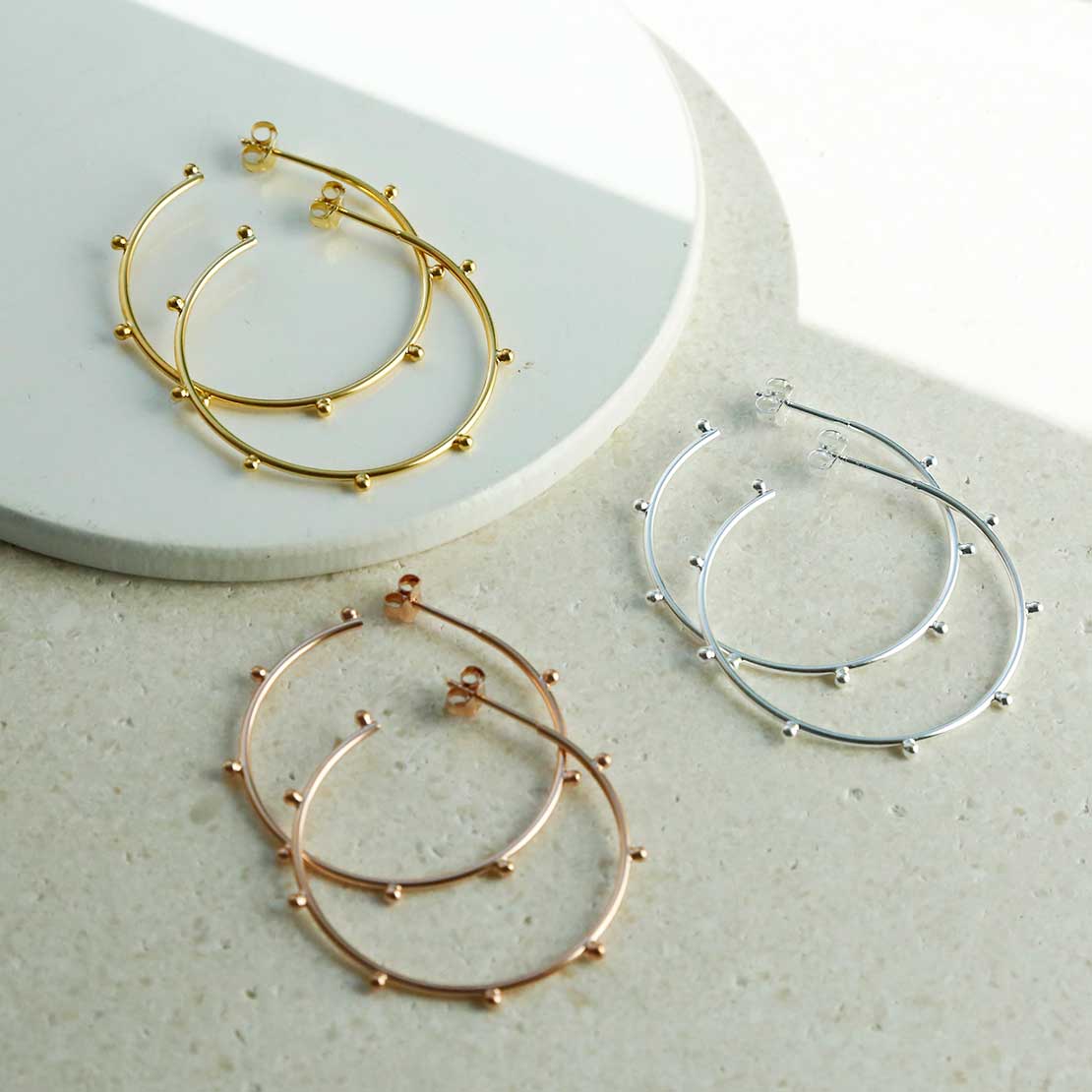 Gold Plated Sterling Silver Large Bobble Hoops