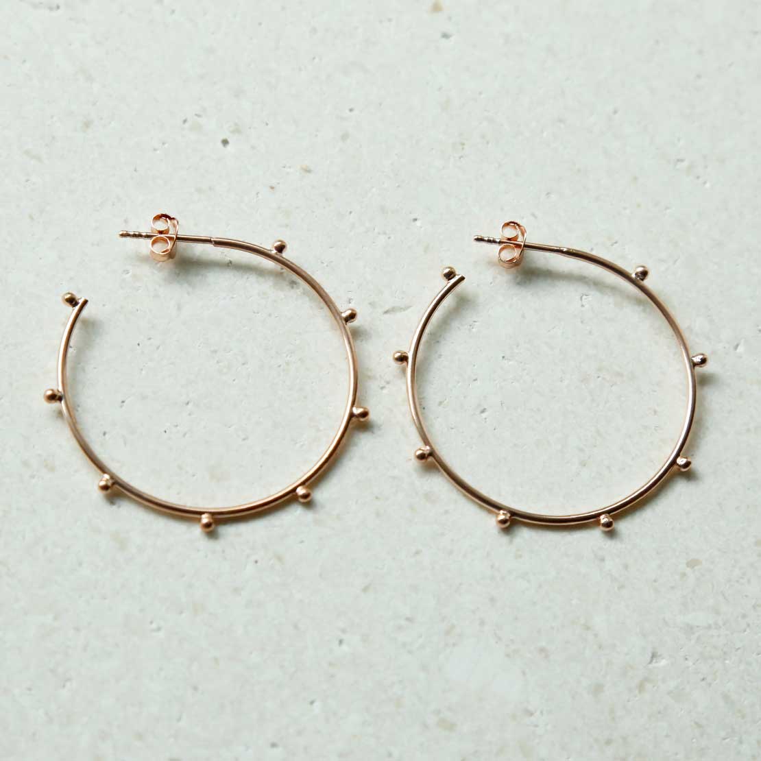 Rose Gold Plated Sterling Silver Large Bobble Hoops