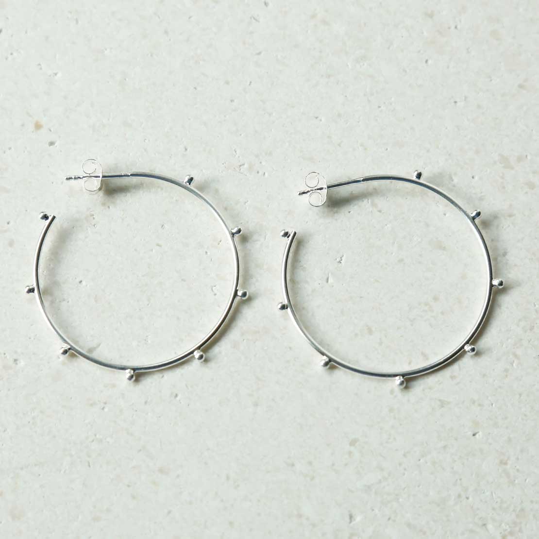 Sterling Silver Large Bobble Hoop Earrings