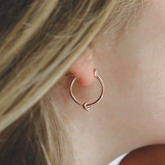 MS1214RG ROSE GOLD PLATED STERLING SILVER KNOT HOOPS 1110X1110