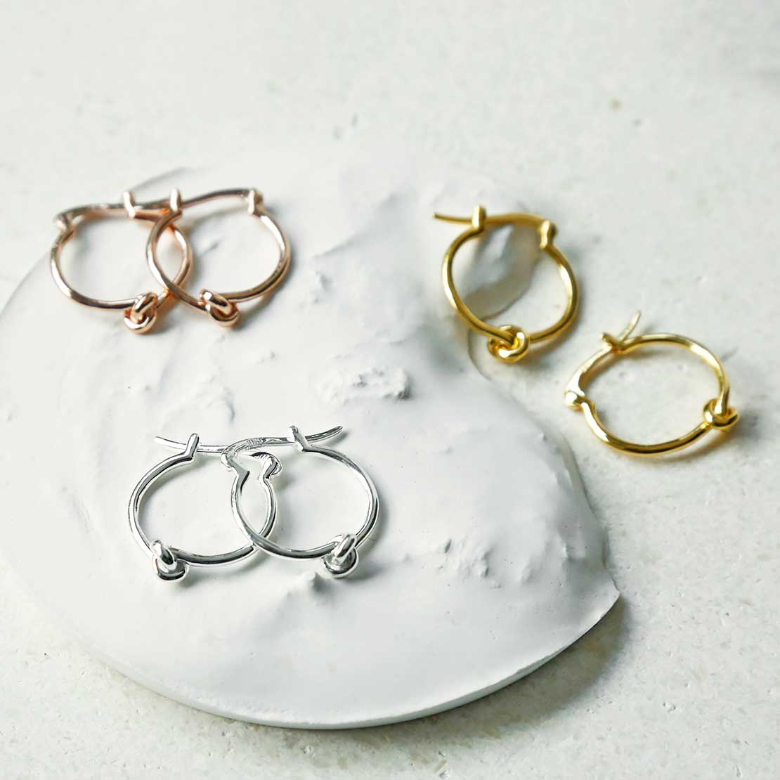 Gold Plated Sterling Silver Knot Hoop Earrings