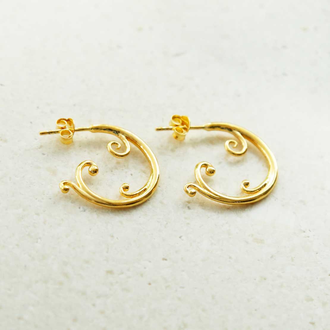 Gold Plated Sterling Silver Baroque Hoops