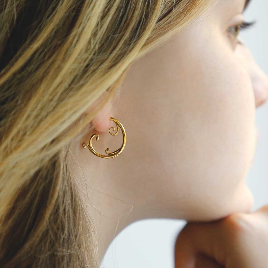 Gold Plated Sterling Silver Baroque Hoops