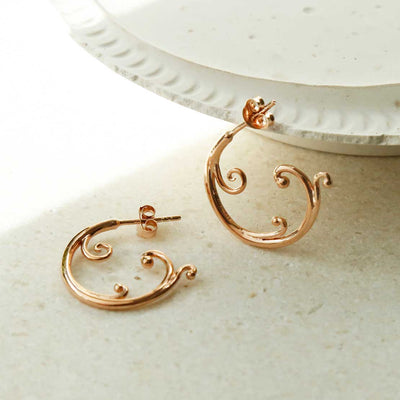 MS1215RG ROSE GOLD PLATED STERLING SILVER BAROQUE HOOPS 2 1110x1110