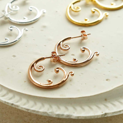 MS1215RG ROSE GOLD PLATED STERLING SILVER BAROQUE HOOPS 2 1110x1110 1 1