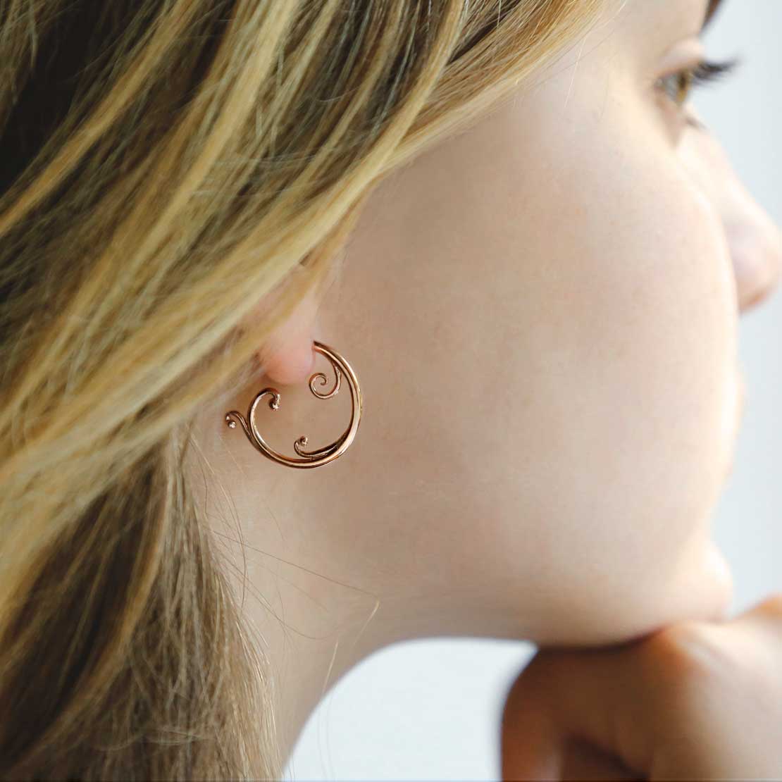 Rose Gold Plated Sterling Silver Baroque Hoops