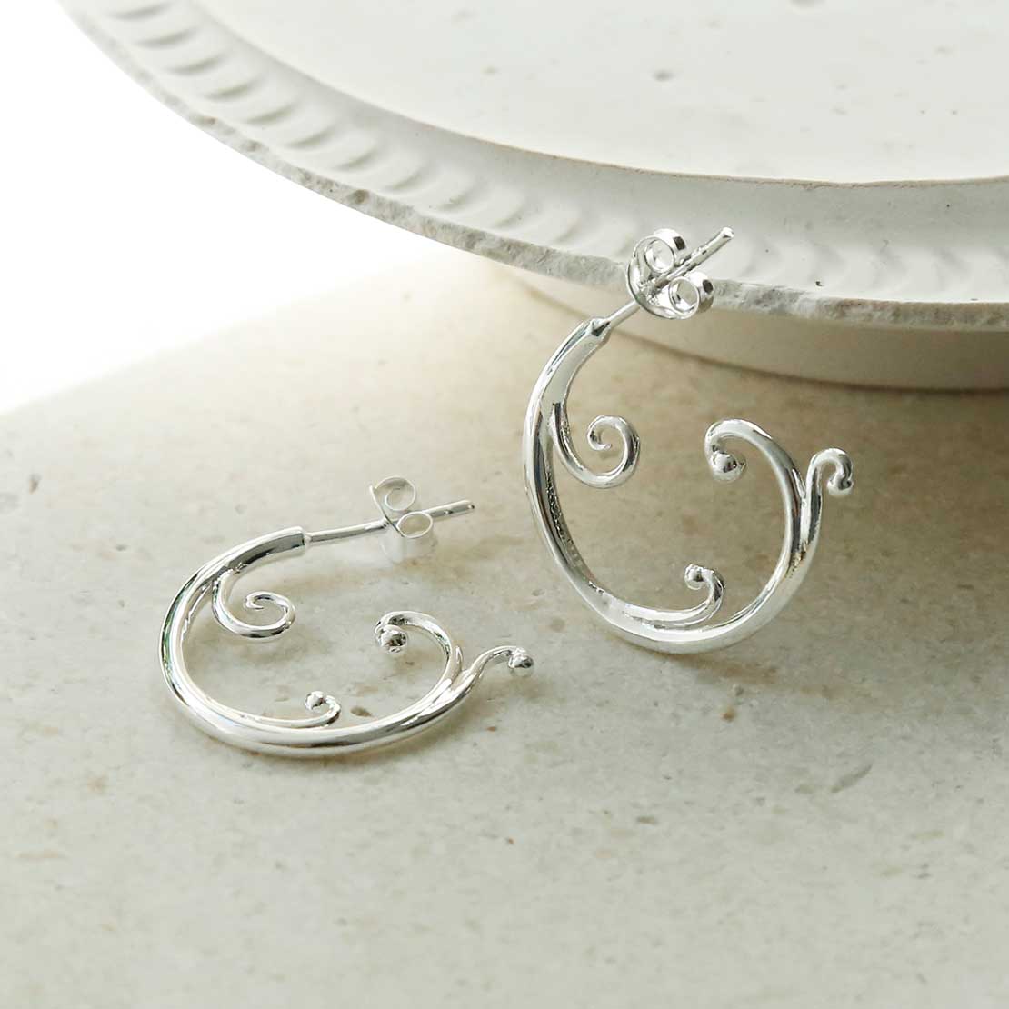 Sterling Silver Baroque Hoops