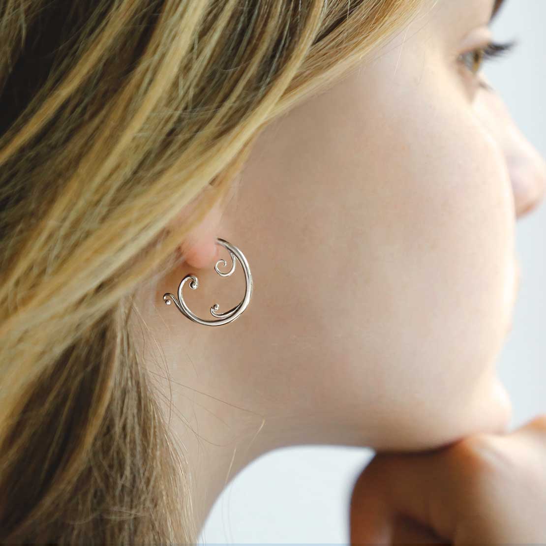 Sterling Silver Baroque Hoops