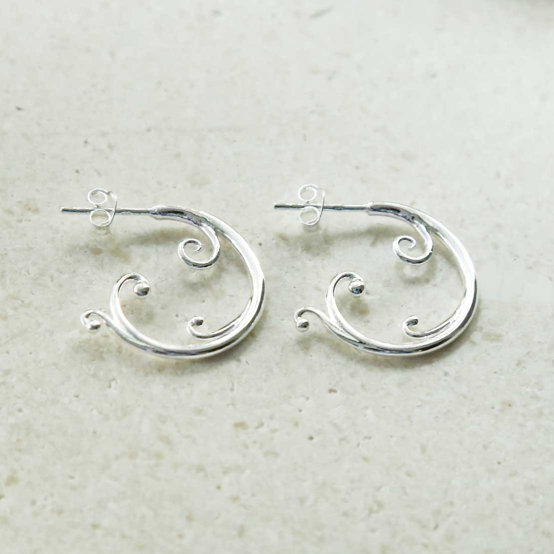 Sterling Silver Baroque Hoops
