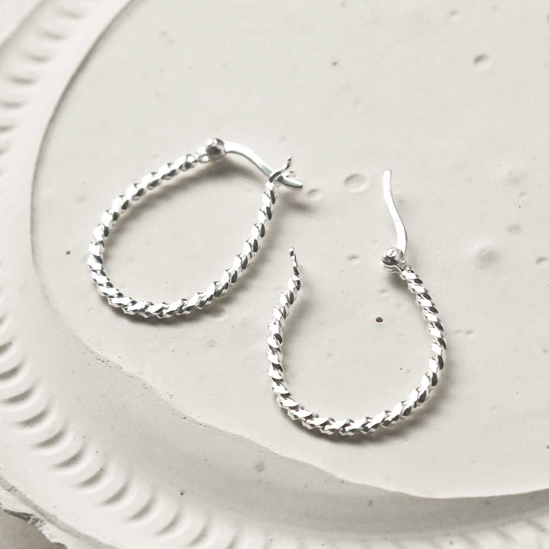 Sterling Silver Rope Hoop Earrings