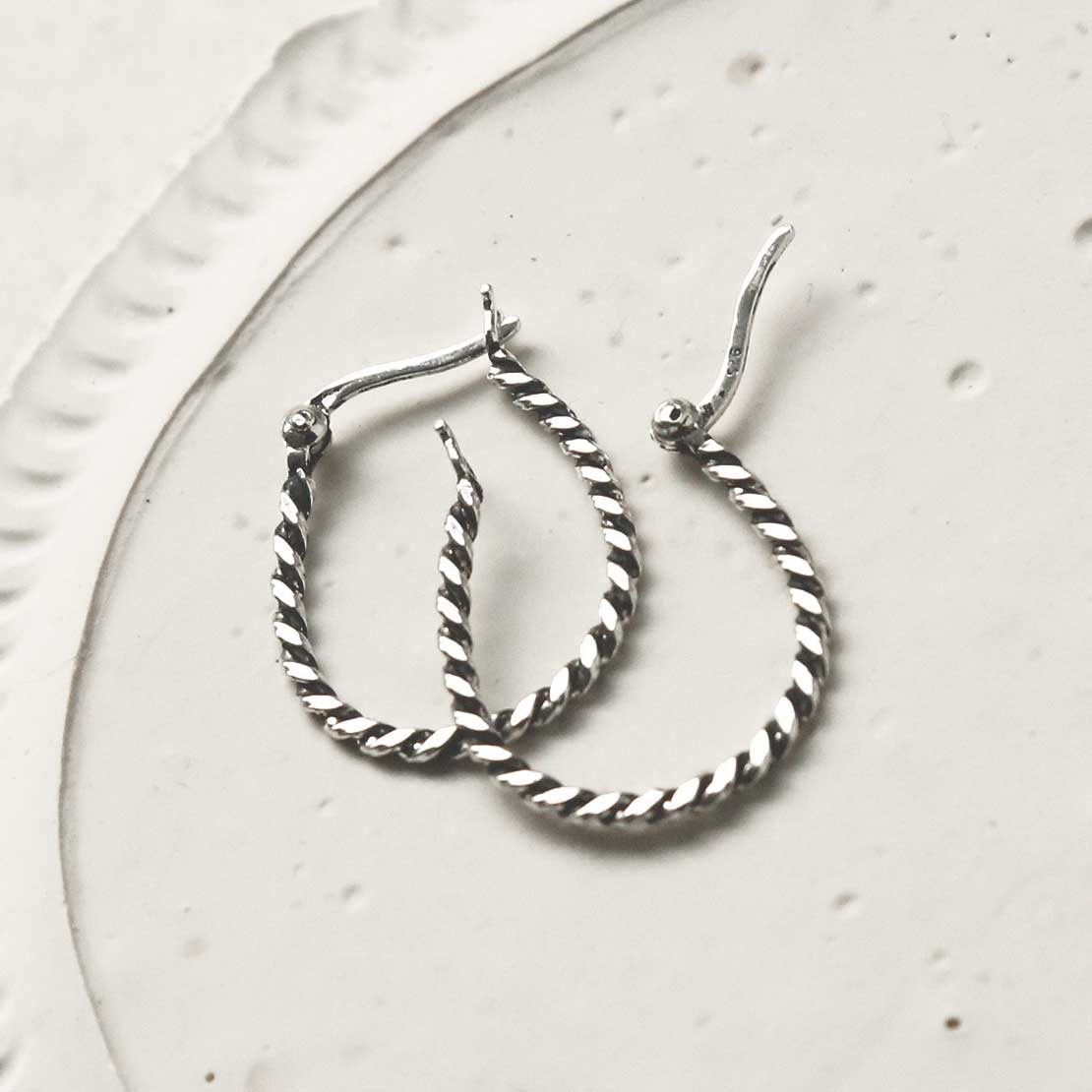 Sterling Silver Rope Hoop Earrings