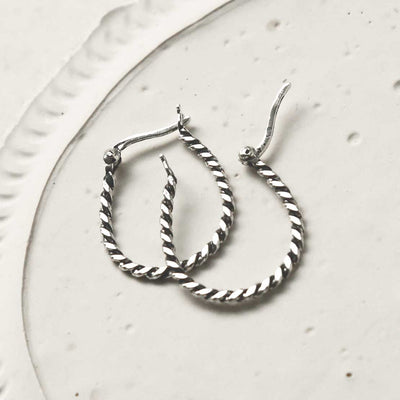 MS1210S STERLING SILVER OXIDISED ROPE HOOPS 1110X1110