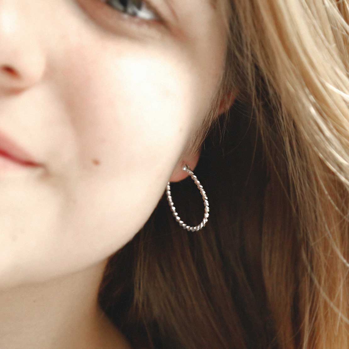 Sterling Silver Rope Hoop Earrings