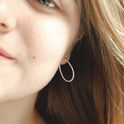 MS1210S STERLING SILVER POLISHED ROPE HOOPS