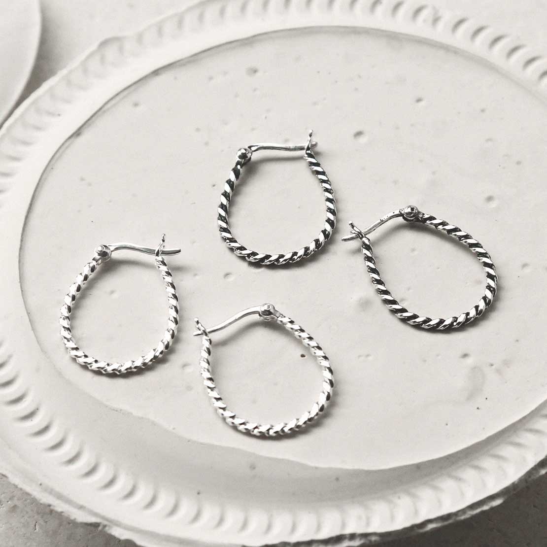 Sterling Silver Rope Hoop Earrings